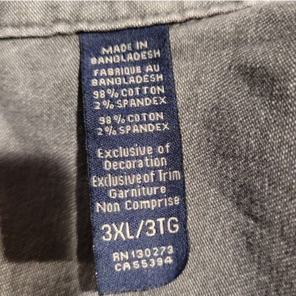 Wrangler Men's Causal Button Up Shirt Long Sleeve Gray Size 3XL - Picture 11 of 11